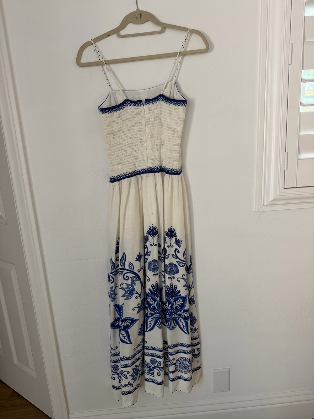FARM Rio Cream Maxi Dress with Blue Floral Embroidery - Picture 3 of 3